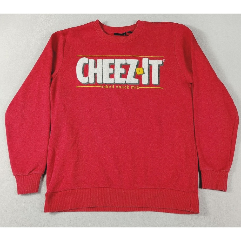 Cheez-It Kellogg's Sweatshirt Mens Small Red Crewneck Graphic Fleece Pullover